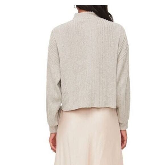 All In Favor Women's Mock Neck Ribbed Sweater In Heather Grey Black Medium - Picture 4 of 5